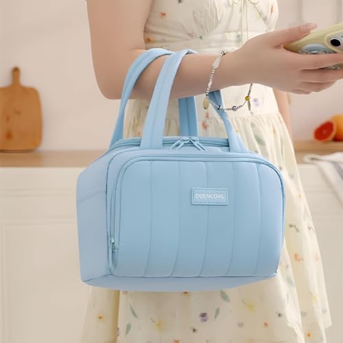 Image of SVH Thermal Food Lunch Tote for Women & Kids | Insulated Lunch Bag with Leak-Resistant Lining, Double Zipper & Front Utility Pocket for Daily Meals (Ocean Mist)