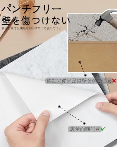 Yoillione 吸音ボード 全面糊つき ブラック(30cm×30cm×0.9cm,6枚入) の商品画像 2