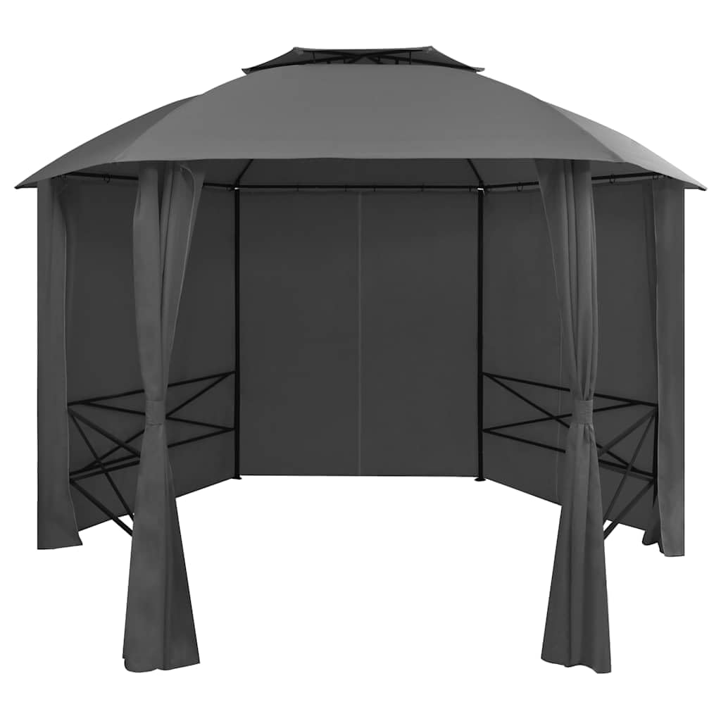 Altana Ogrodowa z Zasłonami Sześciokątna 360x265 cm Stal PA