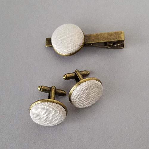 Mancuernillas clásicas de tela lino para hombre miniatura 4