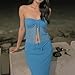 YELLOOP 2 Piece Outfits Summer Trendy Flowy Skirt with Short Sleeve Crop Top Matching Set Casual Streetwear Fashion (blue,S)