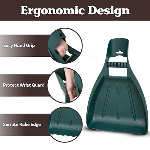 Leaf Scoops Hand Rakes - Lightweight, Durable Grabber Tool for Scooping Up Leaves, Spreading Mulch, Gardening, and Yard Work by Pure Garden (Green)