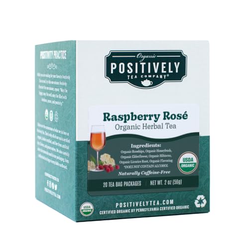 Image of Positively Tea, Organic Raspberry Rose, Herbal Tea Bags, 20 Count
