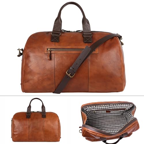 Time Resistance Leather Duffel Bag - Full Grain Leather Travel, Gym Bag for Men and Women - Overnight or Weekender Shoulder Luggage Bag4