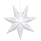 Papierstern Weihnachten, Aushöhlen Faltsterne Weihnachten 45 cm Ø Weiß, Papiersterne zum Aufhängen, Lampenschirm Stern, Papierstern für Fensterdeko Weihnachtsdeko Weihnachtsbaum