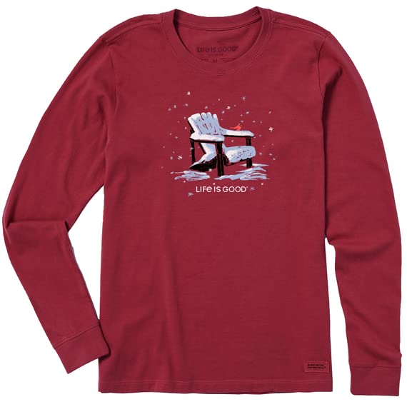 Life Is GoodWomen's Snowy Adirondack Cardinal Long Sleeve Crusher Tee