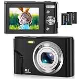 [1080P + 48MP & 16X Digital Zoom] Die 1080P Digitalkamera ist mit 48 Millionen Pixel Bildpixel und 1080P HD Auflösung ausgestattet, die klare und lebendige Bilder aufnehmen kann. Es ist auch mit einem 16X digitalen Zoom ausgestattet, der durch einfache W- und T- Tasten ein- und ausgezoomt werden kann, sodass Kinder eine andere Welt sehen können.