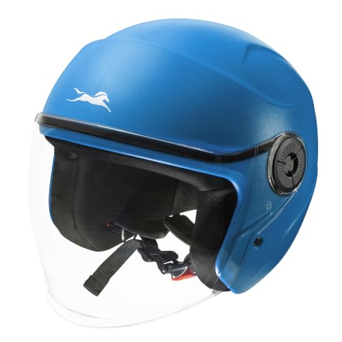Image of TVS ACE ISI Certified Open face Unisex Helmet with Full Coverage Visor Available in 8 Colors | Lightweight Comfort-Fit Microfiber Liner Equipped with Quick Release Chin Strap