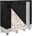 Artibear Firewood Rack Cover for 4ft Log Stand Holder Indoor Outdoor Storage Log Holder Wood Pile Stacker Organizer, Black (Frame not Include)