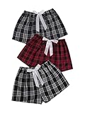 Milumia Women's Flannel Pajama Shorts Plaid Elastic Waist Sleep Pj Shorts 3 Pack Red and Grey X-Large