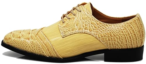 Image of STW Men's Alligator Crocodile Print Oxfords Fashion Lace Up Dress Shoes
