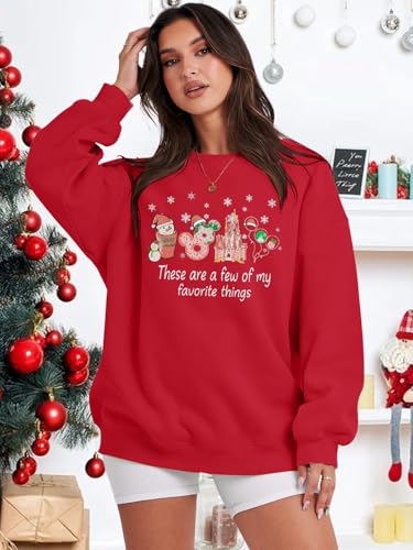 Myhalf Christmas Sweatshirt Women Xmas Shirts: Oversized Merry Christmas Crewneck Sweater Funny Magical Snowman Graphic Tops Red thumb #3