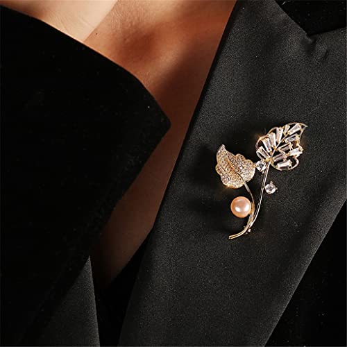 Broche fixe magnolia anti-glissement avec perles d'eau douce pour ajustement de veste - 3