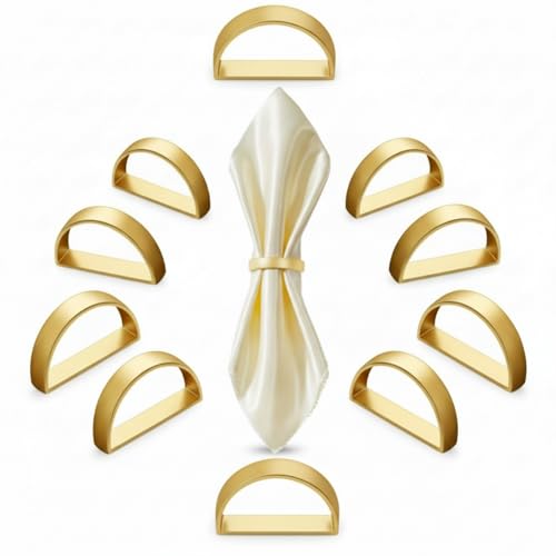 Image of 40 Pcs Stainless Steel Napkin Rings Metal Napkin Ring Holders Fall Thanksgiving Modern Serviette Buckles Metallic Adornment for Table Kitchen Dinner Party Wedding(Matte Gold Semicircle)
