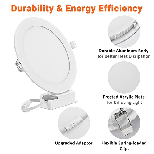 Delight 6 Pack 6 Inch Led Recessed Lighting 3Cct Ultra-Thin Ceiling Light 3000K/4000K/6000K Selectable 12W Eqv 100W 960Lm Canless Downlight Living Room Hotel Retrofit Fixtures #TOP3