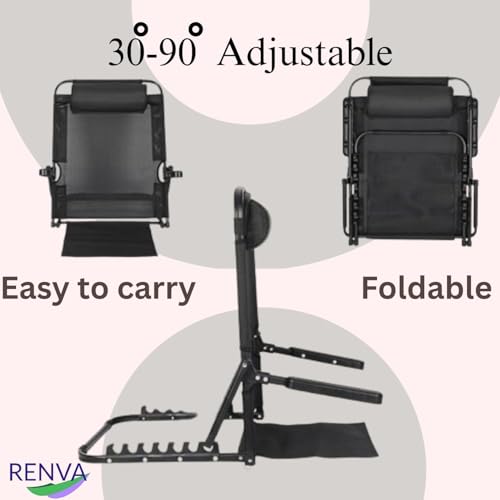 Image of RENVA Adjustable Sit Up Back Rest, Armrest Backrest Chair, 7 Speed Adjustment,Premium Stainless Steel Heavy Duty Adjustable Back Rest for Bed Back Support for Post Surgery