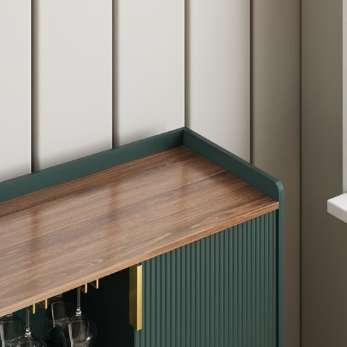 Image of ARTPOWER 48 inch Wine Bar Cabinet with Fluted Texture, Modern Buffet Sideboard with Wine Rack and Glass Holder, Liquor Coffee Station with Storage for Kitchen, Living Room, Home Bar, Green