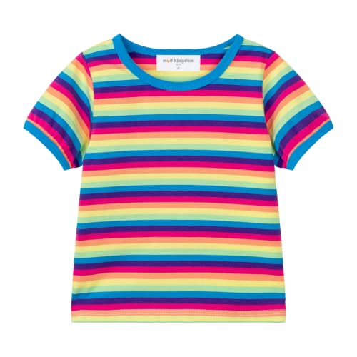 Image of Mud Kingdom Boys Girls T-Shirts Rainbow Stripe Cotton Unisex Top