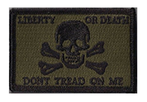 Liberty Or Death Skull & Bones Tactical Patch - Olive Drab