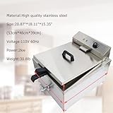 110V Industrial Shallow Funnel Cake Deep Fryer Stainless Steel Single-cylinder with 2 Rings