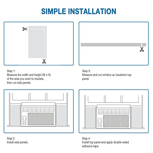 HOXHA AC Side Panels Kits, Air Conditioner Foam Insulation Window Kit 2 Pack, Air Conditioner Accessories Seal, 17 inch×9 inch ×7/8 inch,White - Thumbnail 3