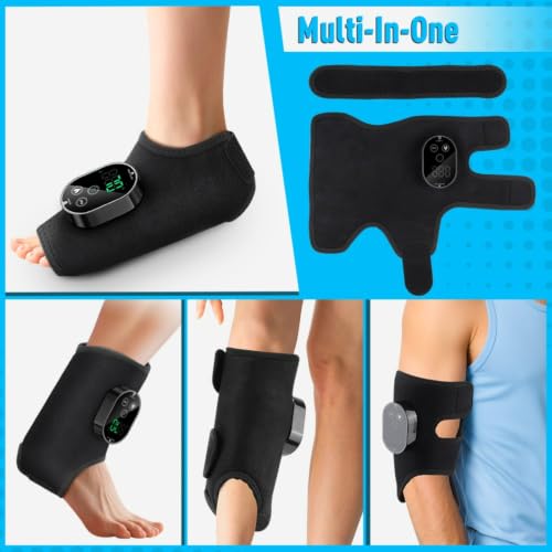 Masajeador para tobillo y pie con calor y vibración, inalámbrico de 3000 mAh, 6 niveles de calor y 3 modos, correa ajustable para tobillo, rodilla y codo, control táctil LED miniatura 6
