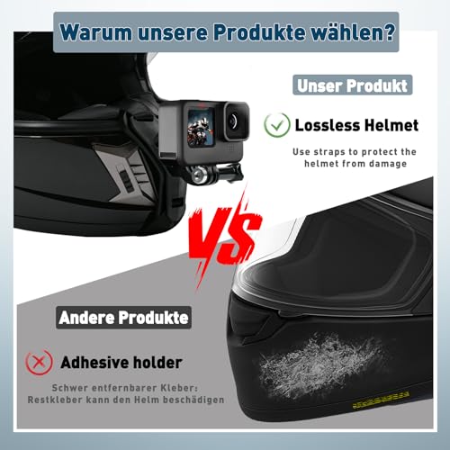 Zazafolora Motorradhelm Kinnhalterung Bike Helmhalterung mit rutschfestem Silikon kompatibel mit GoPro Hero 13/12/11/10/9/8/7/6/5, DJI Osmo Action 5/4/3, Insta360 X5/X4/X3, AKASO Action Kamera