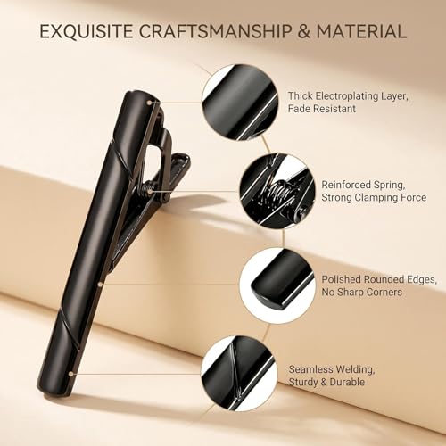 Image of Erioctry Mens Stainless Steel Tie Clips Minimalist Necktie Tie Bar Clasp Clip Clamp Pins Best Gift For Men Business Party Wedding Best Gift and Daily Life