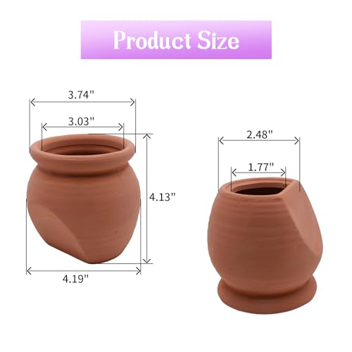 Image of AnRui Betta Fish Tank Decor Ceramic Jar Aquarium Accessories Decorations Cute Clay Pot Hideout Cave Ornaments for Small Fish, Shrimp, Cichlid to Play Hide Breed, Large