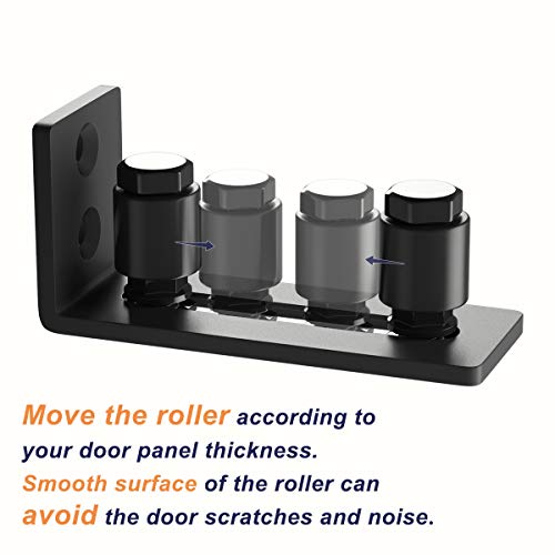 Image of SMARTSTANDARD Sliding Barn Door Bottom Adjustable Floor Guide Roller, Black, Smoothly and Quietly, Easy to Install (2 Rollers) 2PCS