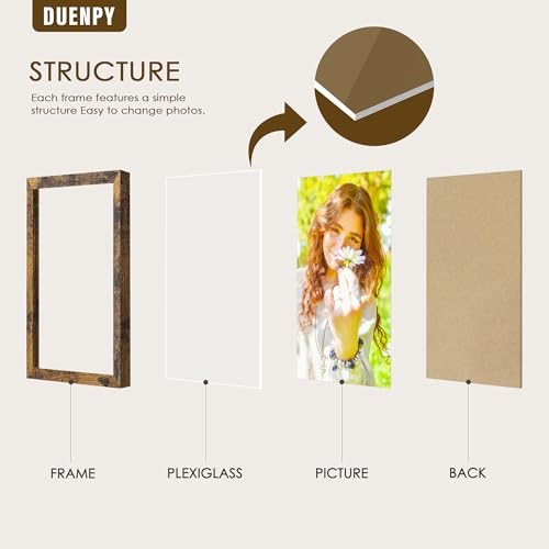 Image of DUENPY 4 Folding 4x6 Accordion Wood Frame Plexiglass Brown