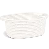 ABenkle Small Storage Basket, Mini Basket, Cute Tiny Cotton Rope Woven Basket, Shelf Basket, Boho Decorative Toy Storage Bin Gift Baskets, White