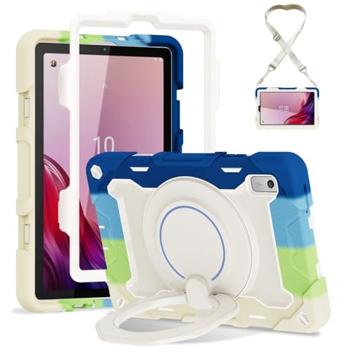 Coque Lenovo Tab P11 Plus silicone bleu coloré avec support et sangle TB-J616F