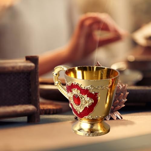 BEIJIALY 2 peças de copo de vinho estilo europeu vintage, copo em relevo de cálice real, cálice de m