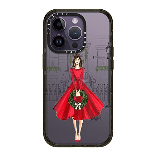 Casetify Impact Case For Iphone 14 Pro - Holly Lane Brunette (Holiday Illustration Case) - Glossy Black #TOP14