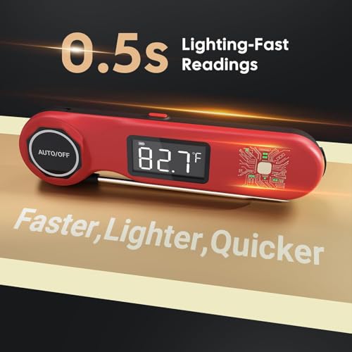 0.5 Second Instant Read Meat Thermometer, Professional Digital Food Thermometer with Calibration & VA Screen, Accuracy of ±0.5℉, Rechargeable Kitchen Thermometer for BBQ, Grill, Air Fryer