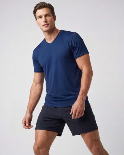 Image of 5 Pack: Men's V-Neck Dry-Fit Moisture Wicking Active Athletic Tech Performance T-Shirt