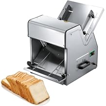 HNZXIB Commercial Bread Slicer, Meat/Bread/Cheese/Bagel Cutter, 316 Stainless Steel 370W Low Noise, 31-Slice 12mm Uniform Cutting, 110-390mm Adjustable for Supermarket Bakery Coffee Shop Home Use