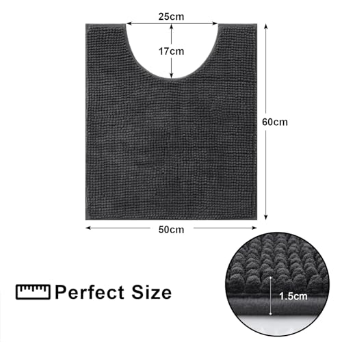 smiry Super Soft Toilet Mat, Extra Absorbent Chenille Mat for Toilet Non Slip Fluffy Pedestal Mat - Image 2