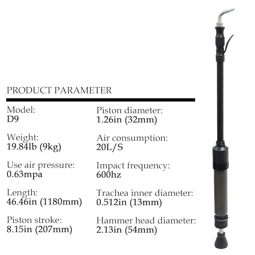 Maisutseb Pneumatic Tamper D9 Earth Sand Rammer Machine 0.63Mpa Concrete Tamping Machine Air Hammer Sander for Casting Sand Moulds,Concrete and Brick work by Maisutseb - Image 2