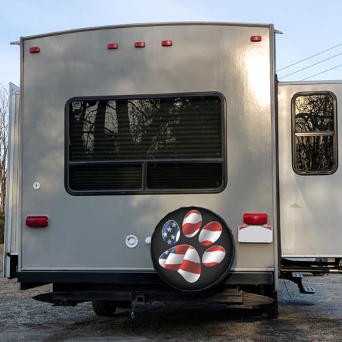 Image of Paws Us American Flag Spare Tire Cover Dust-Proof Wheel Tire Cover Fit Trailer, RV, SUV and Many Vehicle 15 Inch