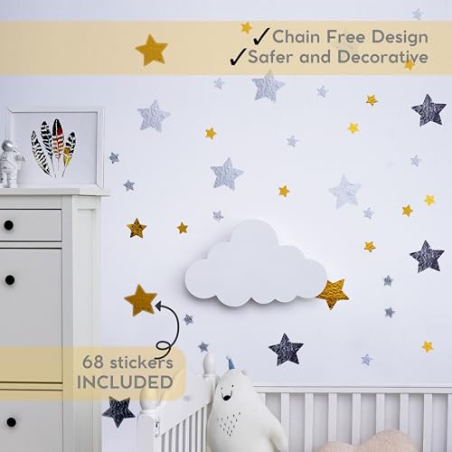 Cloud Light for Wall (Pack of 1) with Star Wall Decals for Nursery Decor – Rechargeable & 3-Level Dimmer Cloud Lamp - Nursery Lighting for Baby Room Decor - Image 4