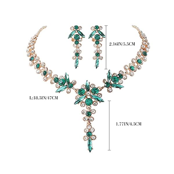 Unicra Bride Necklace Earrings Set Crystal Bridal Wedding Jewelry Sets Rhinestone Choker Necklace Prom Costume Jewelry for Women and Brides - Image 6
