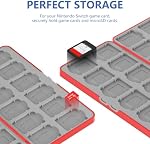 Wyngee 24-Card Game Card Case Compatible with Switch, Storage Box, Soft Case, Holds 24 Micro SD Memory Cards, Compatible with Switch Lite Models , Games Cartridges & Slot(Red
