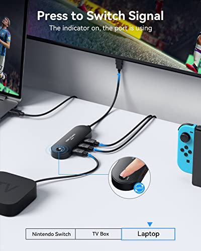 Hdmi Switch 4K@60Hz【Upgraded】3 In 1 Out Hdmi Splitter, 3 Port Hdmi Switcher Box Supports Full Hd 4K 1080P 3D,Multi Port Hdmi Switcher Selector 2.0 Hdmi Switch For Xbox Ps3 4 5 Tv Gaming Mac Roku Hdtv #TOP3