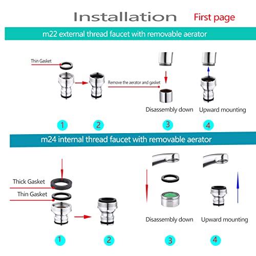LUOFANT Sink Faucet Quick Connector,Faucet Adapter for Sink Connection Shower Hose/Garden Hose/Portable Washing Machine,Pet Bathing,Chrome.
