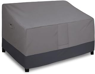 Easy-Going Heavy Duty Waterproof Outdoor Loveseat Cover for 2-Seater Patio Sofa, Windproof with Air Vent, 58Wx32.5Dx31H Gray/Dark Gray