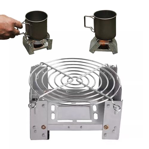 Jeorywoet Emergency Stove 3.8x3x0.8'' Thickened Foldable Camping Stove with Copper Rivets Portable Camp Stove with Adjustable Opening for Outdoor Camping Gear & Cooking, Emergency Stove