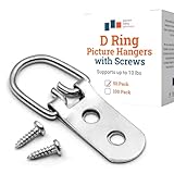Heavy Duty D-Ring Picture Hangers - 50 Pack - 2 Hole with Screws - Picture Hang Solutions
