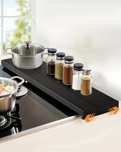 Ennpouhe 排気口カバー 60CMコンロ対応 奥行伸縮式10-18cm コンロカバー ガスコンロ カバー 排気構カバー 重いお鍋一時置き 省スペース 油汚れ防止 耐熱耐荷重 キッチン IH ガスコンロ対応